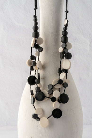 Sylca Designs Multi Strand Millie Necklace, Black & White