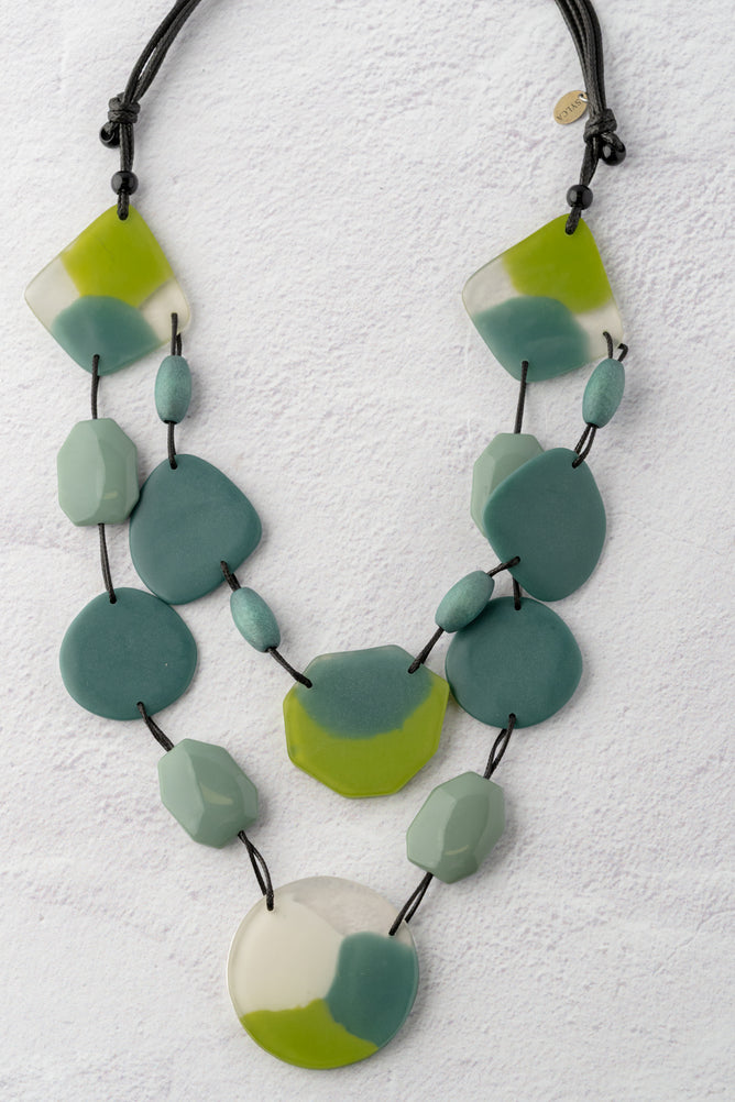 Sylca Designs Camryn Double Strand Necklace, Green