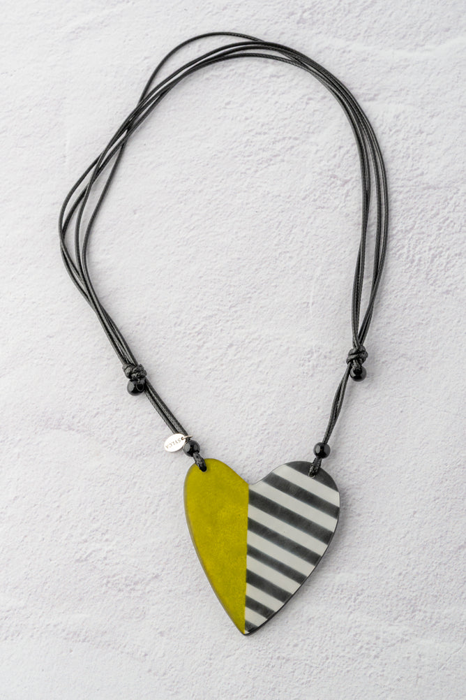 Sylca Designs Anastasia Heart Pendant, Lime/Black