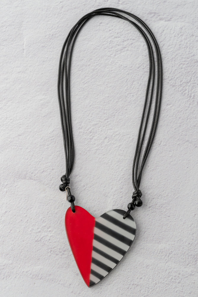 Sylca Designs Anastasia Heart Pendant, Red/Black