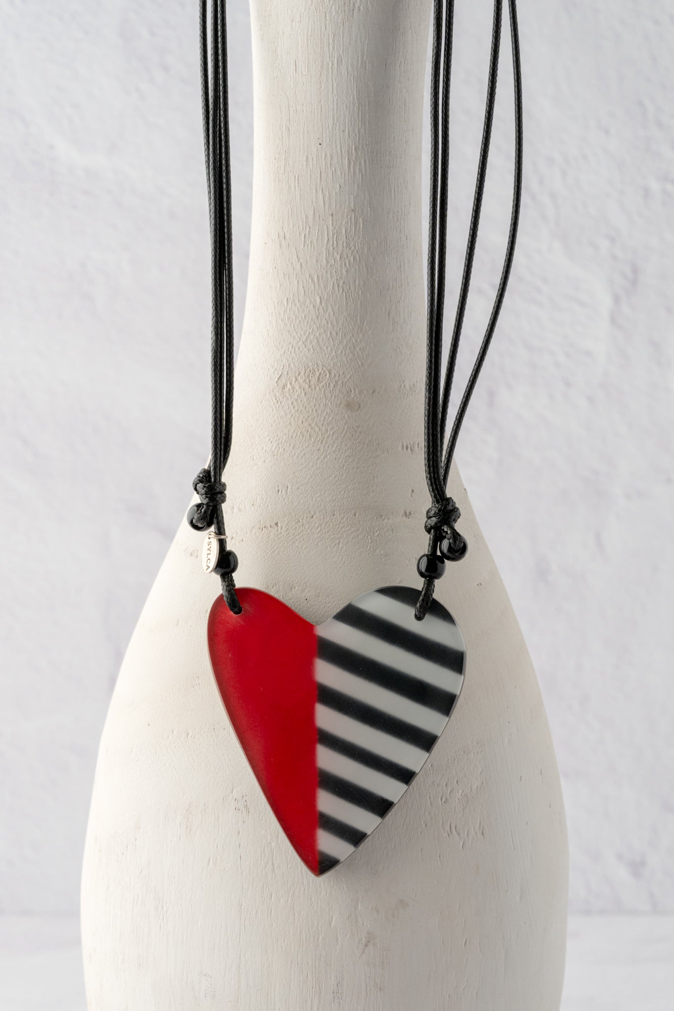 Sylca Designs Anastasia Heart Pendant, Red/Black