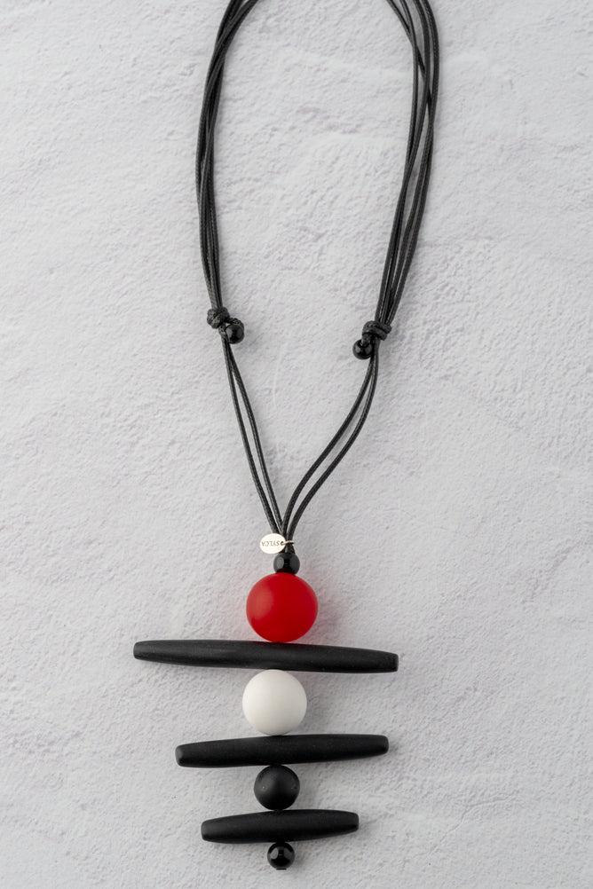 Sylca Designs Linear Layers Necklace, Red