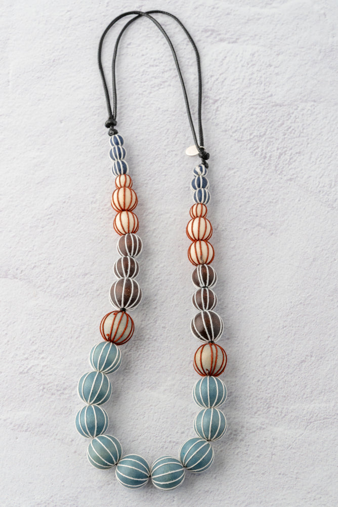 Sylca Designs Pietra Graduated Bead Necklace, Brown