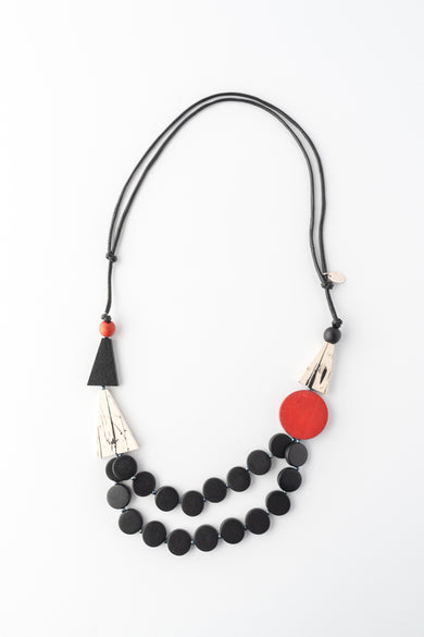 Sylca Designs Scarlett Multi-Strand Necklace, Black/Red