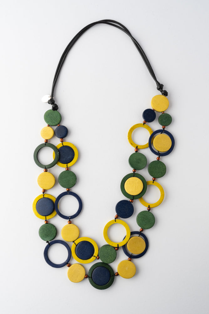 Sylca Designs Circle Cut Out Necklace, Yellow