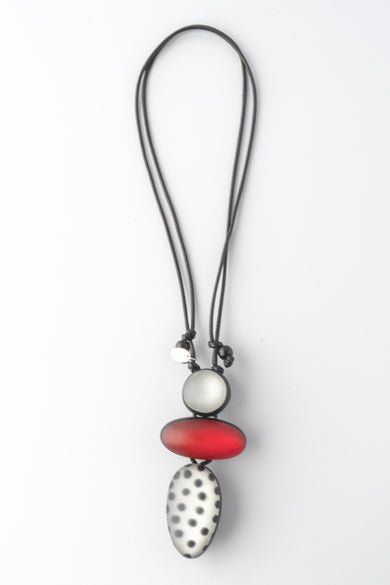 Sylca Designs Midori Polka Dot Necklace, Red