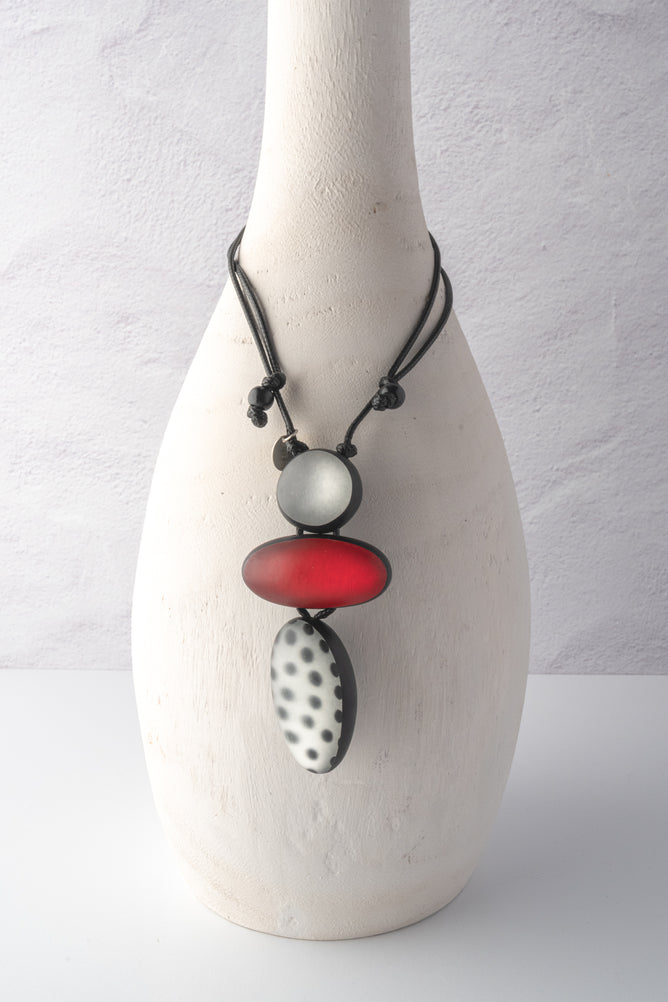 Sylca Designs Midori Polka Dot Necklace, Red