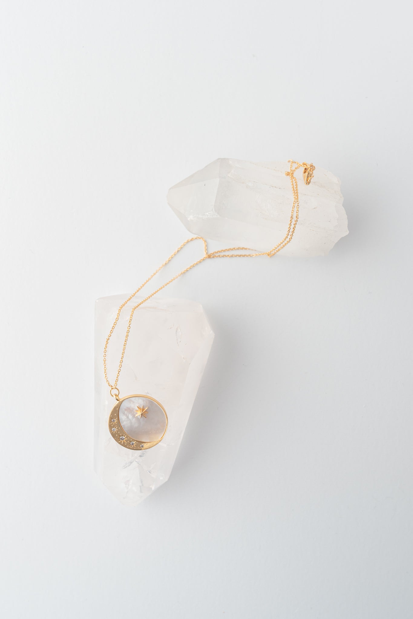 Tai Mother of Pearl Half Moon Pendant Necklace