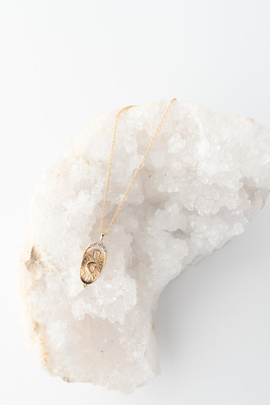 Tai Crescent Moon Oval Pendant Necklace
