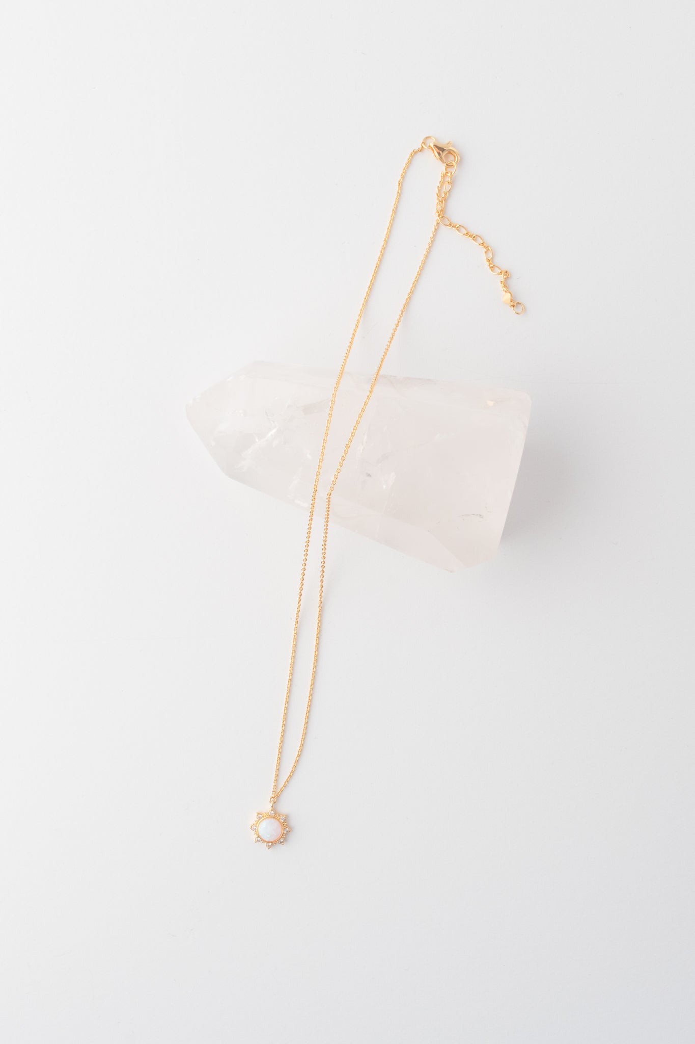 Opal Center Sun Gold Chain Necklace