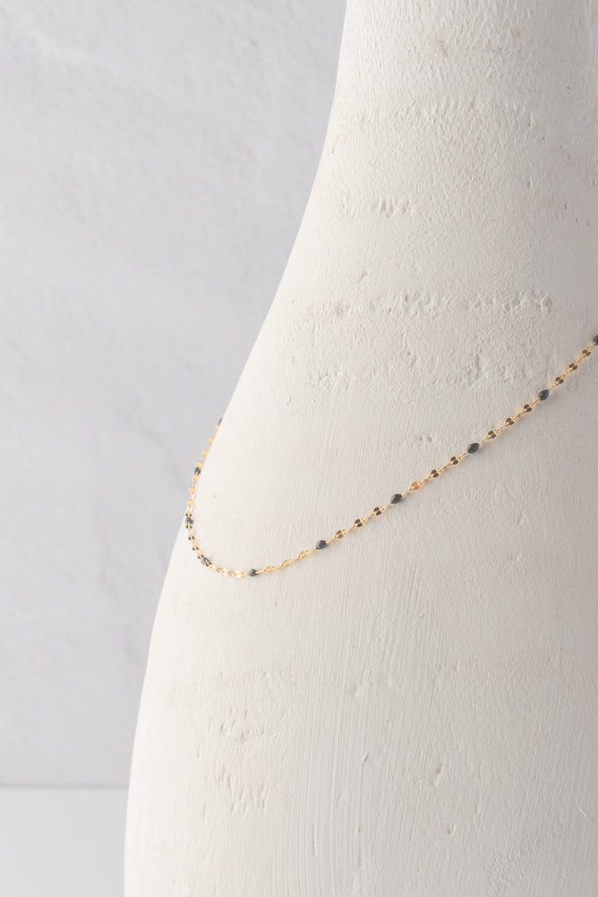 Black Enamel/Gold Sparkle Chain