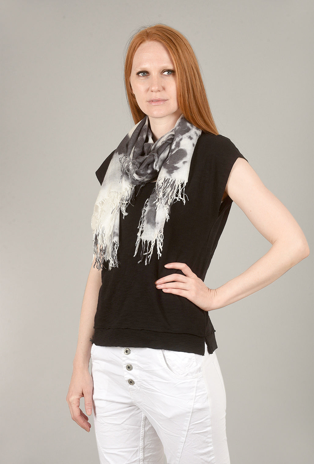 Blue Pacific Half-Size Tissue Tie-Dye Scarf, Slate