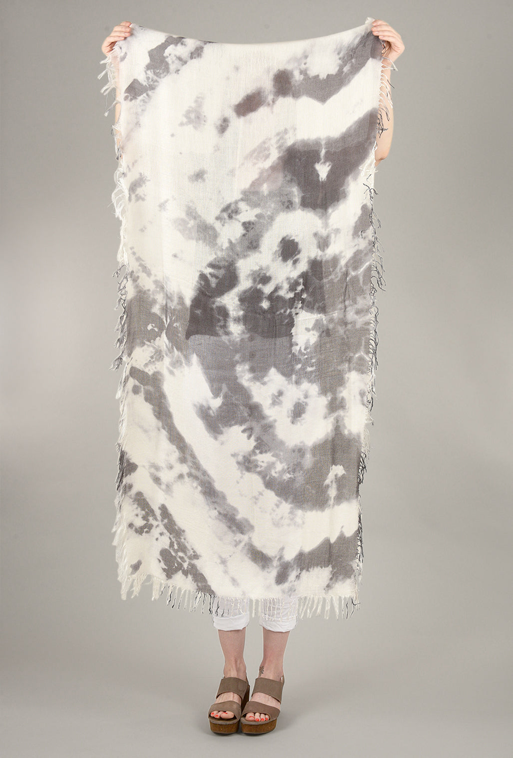 Blue Pacific Half-Size Tissue Tie-Dye Scarf, Slate