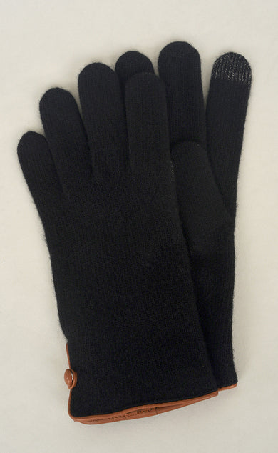 Santacana Madrid Contrast Piping/Button Wool/Cashmere Glove, Black