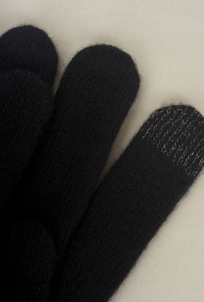 Santacana Madrid Contrast Piping/Button Wool/Cashmere Glove, Black