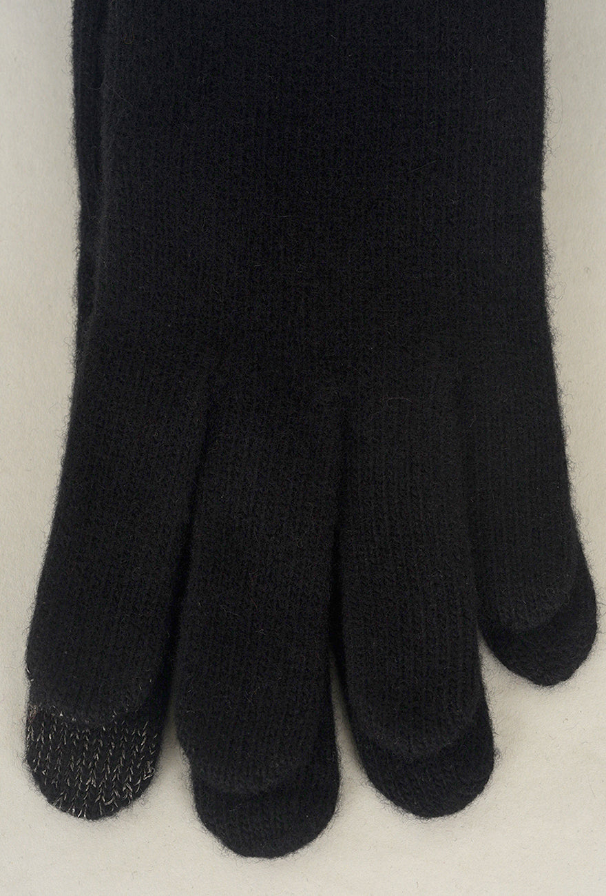 Santacana Madrid Contrast Piping/Button Wool/Cashmere Glove, Black