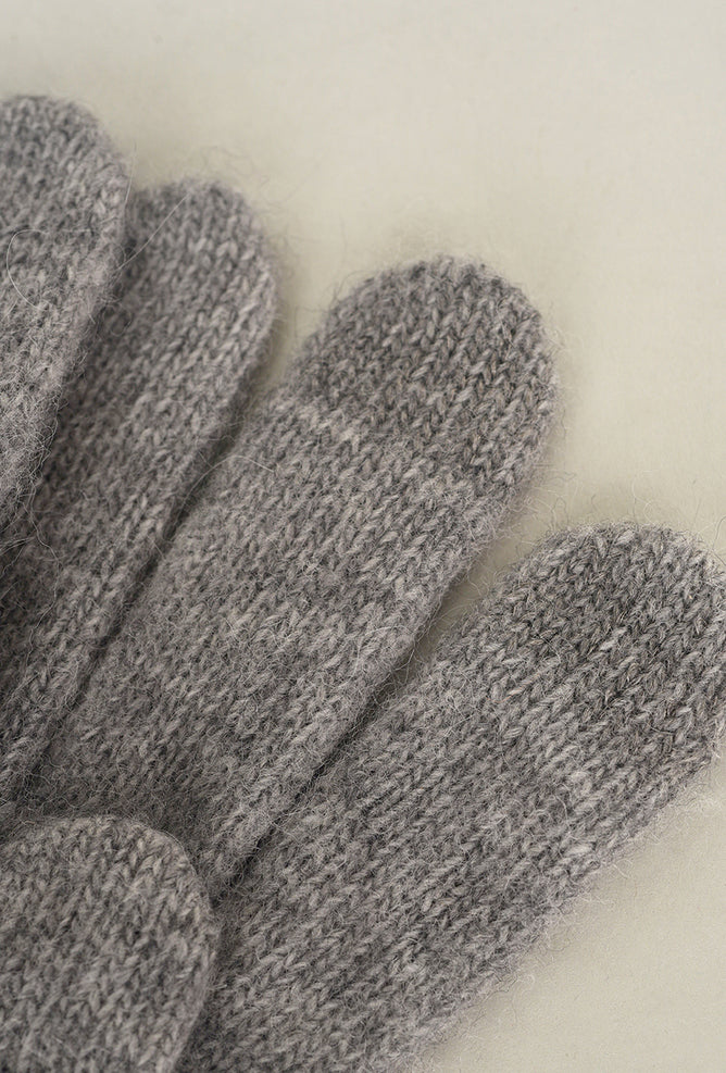 Santacana Madrid Leather Piped Wool & Angora Glove, Gris