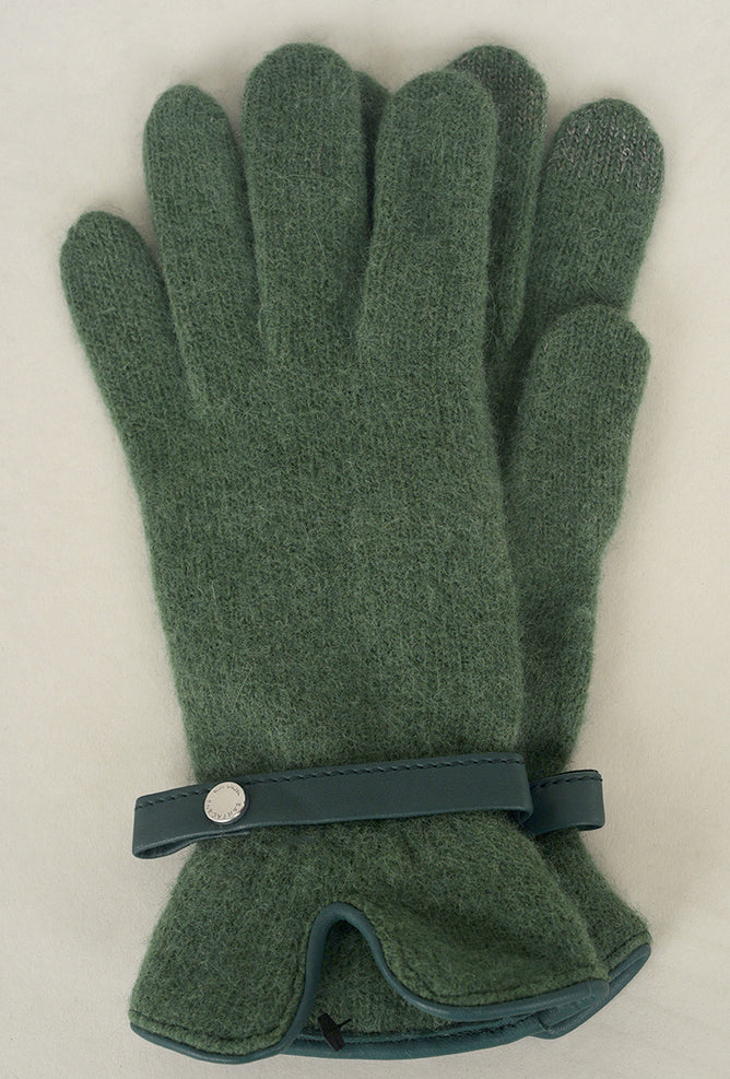 Santacana Madrid Leather Piped Wool & Angora Glove, Pino