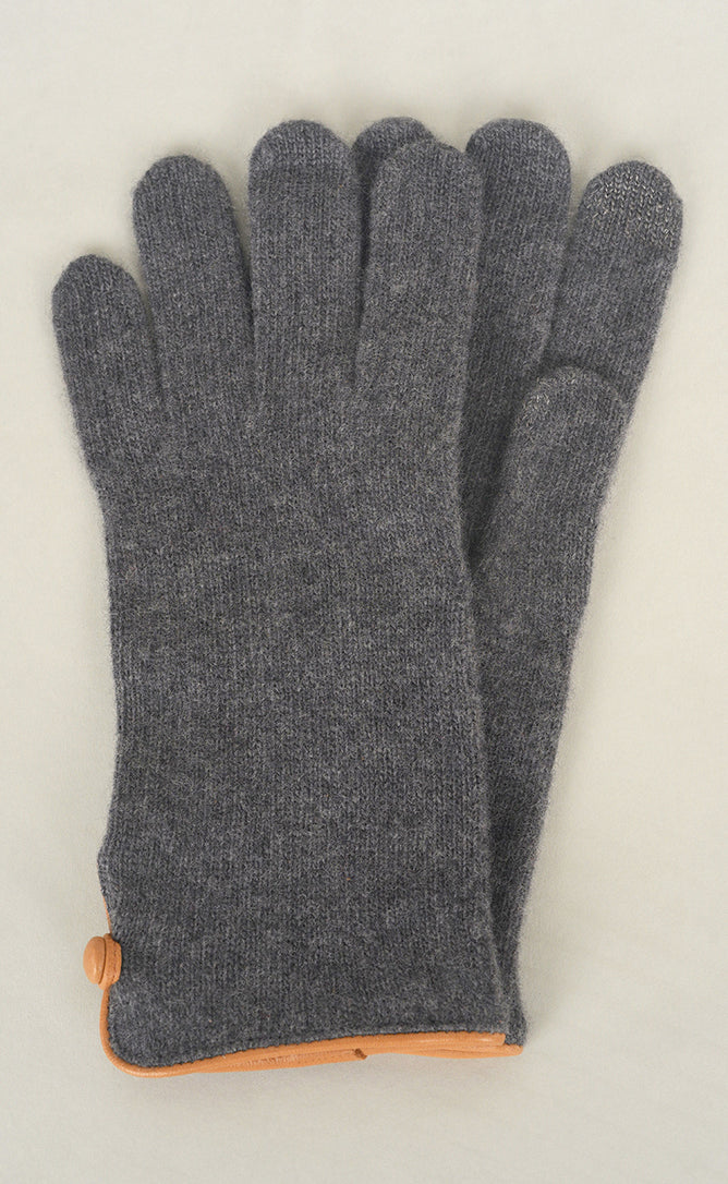 Santacana Madrid Contrast Piping/Button Wool/Cashmere Glove, Marengo