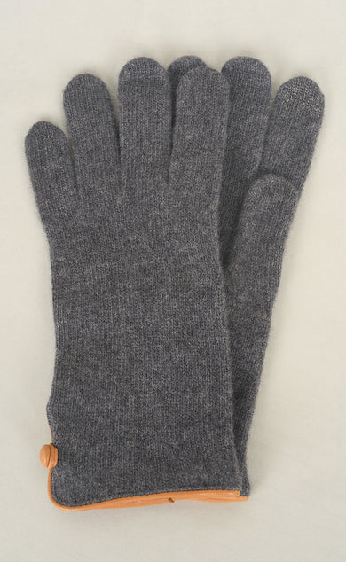 Santacana Madrid Contrast Piping/Button Wool/Cashmere Glove, Marengo