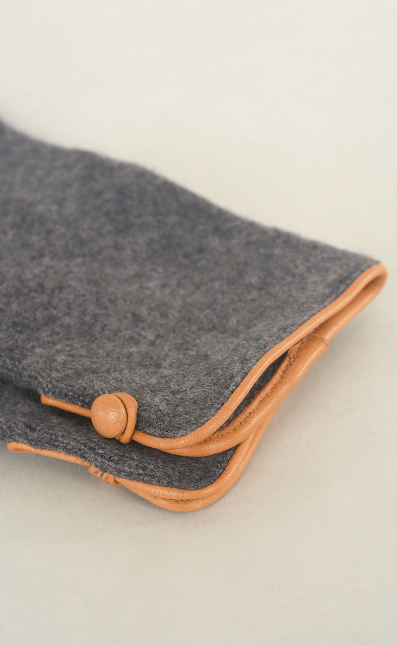Santacana Madrid Contrast Piping/Button Wool/Cashmere Glove, Marengo