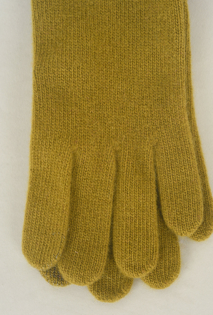 Santacana Madrid Contrast Piping/Button Wool/Cashmere Glove, Musgo