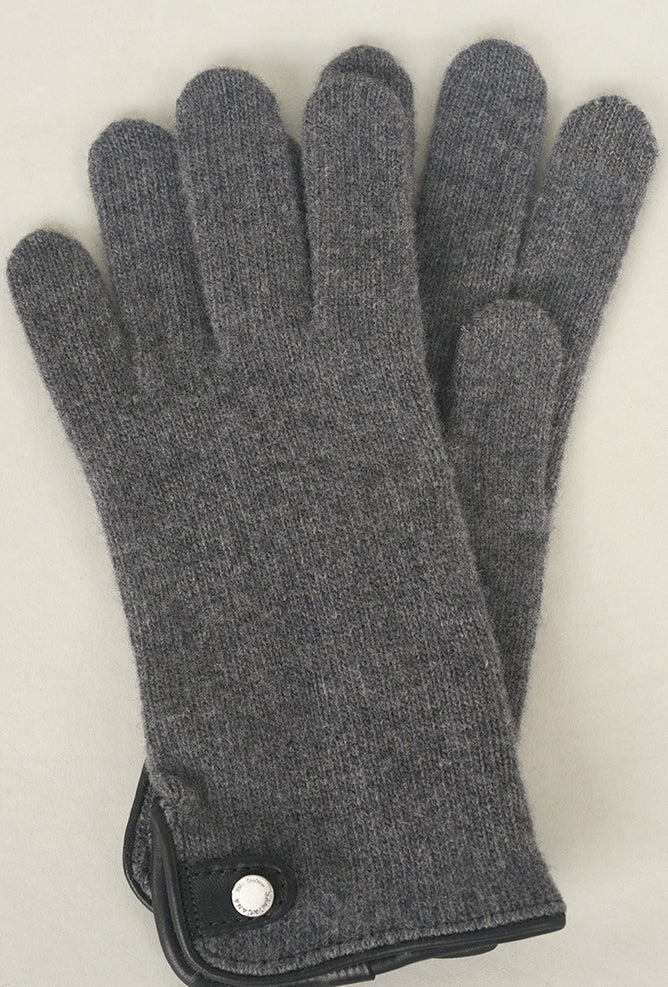 Santacana Madrid Leather Tab Wool/Cashmere Glove, Marengo