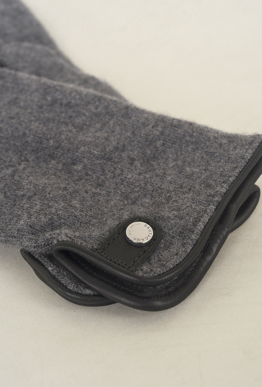 Santacana Madrid Leather Tab Wool/Cashmere Glove, Marengo