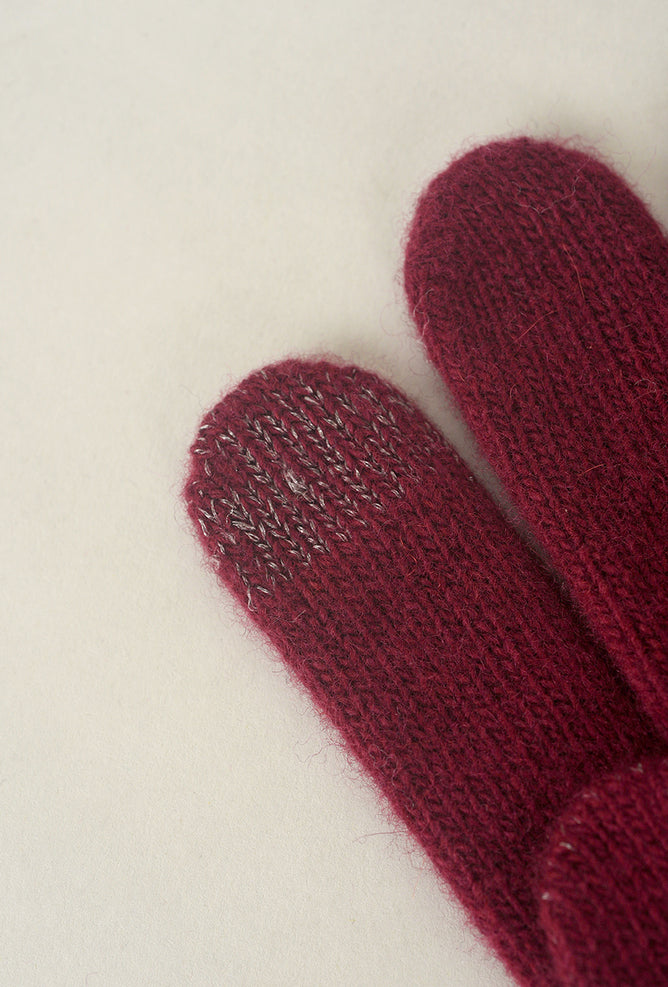 Santacana Madrid Leather Tab Wool/Cashmere Glove, Vino