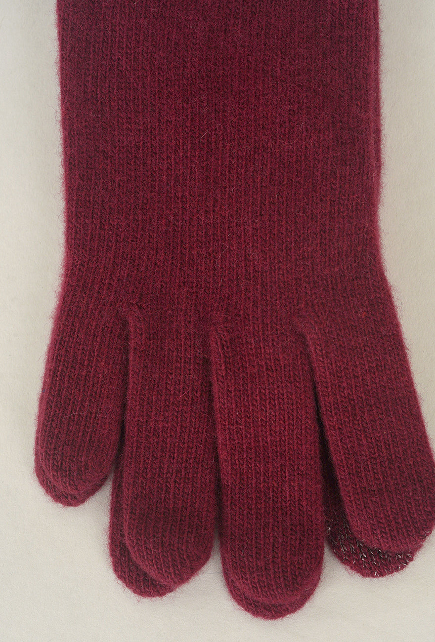 Santacana Madrid Leather Tab Wool/Cashmere Glove, Vino