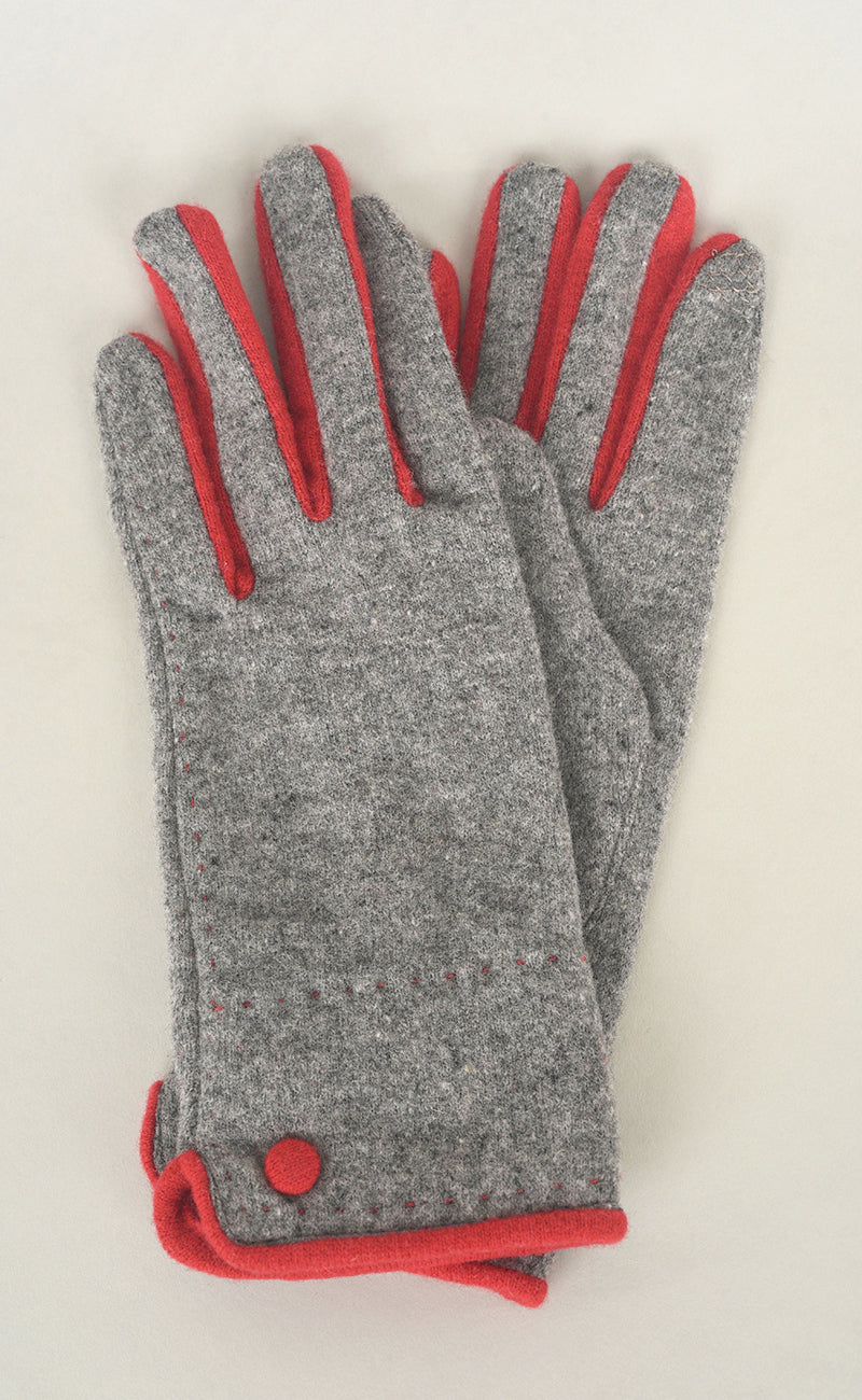 Santacana Madrid Bicolor Knit Wool/Cashmere Glove, Gris