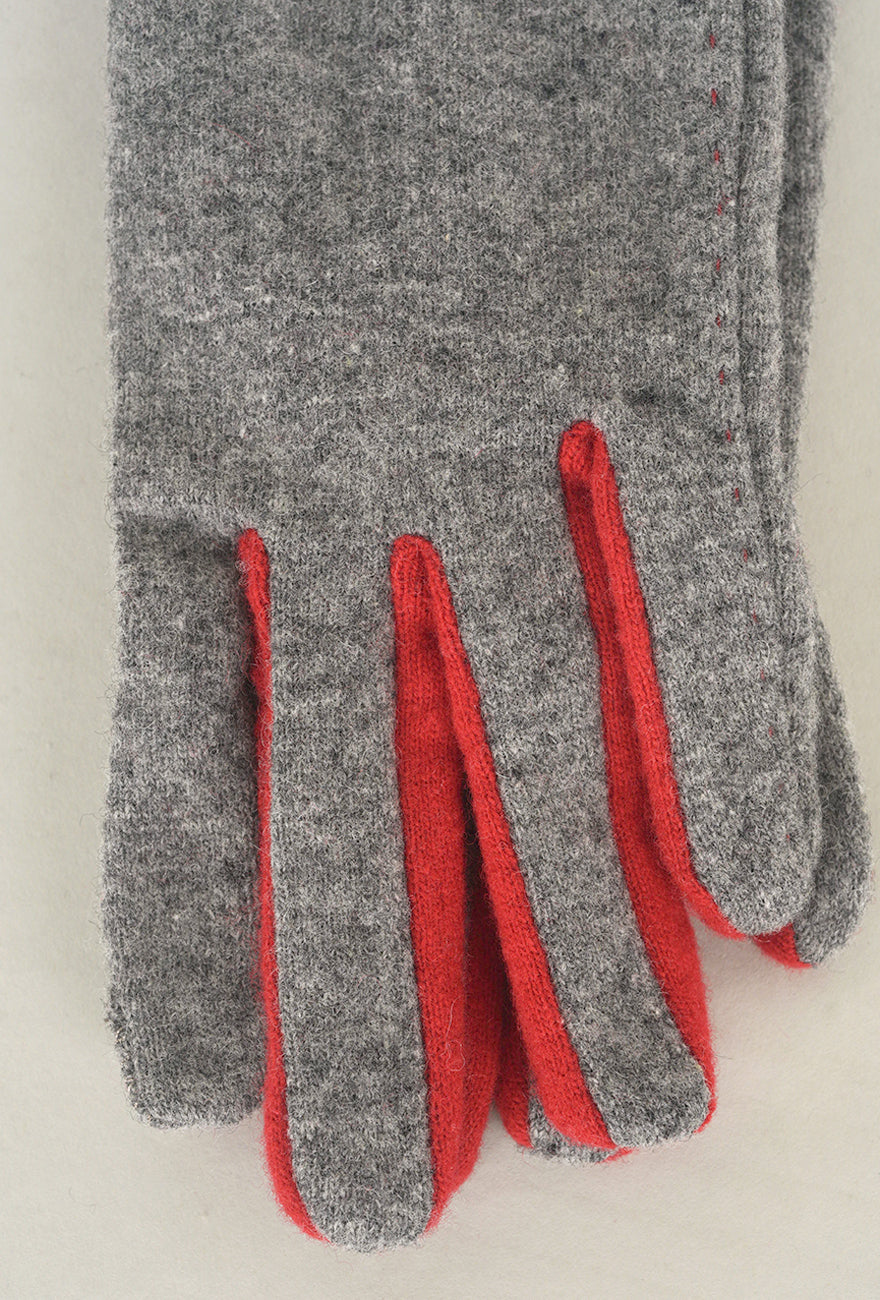 Santacana Madrid Bicolor Knit Wool/Cashmere Glove, Gris