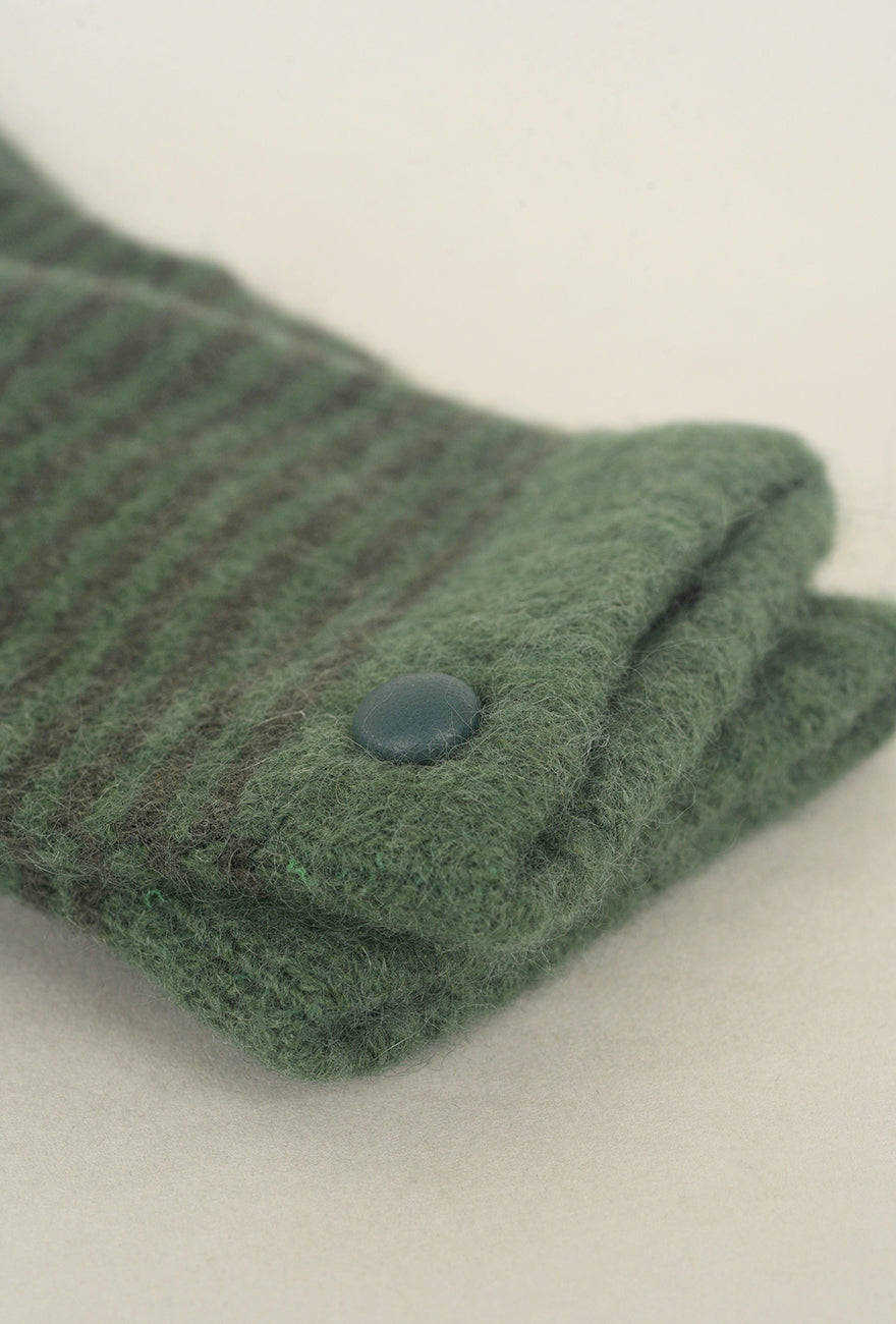 Santacana Madrid Striped Wool & Angora Knit Gloves, Pino