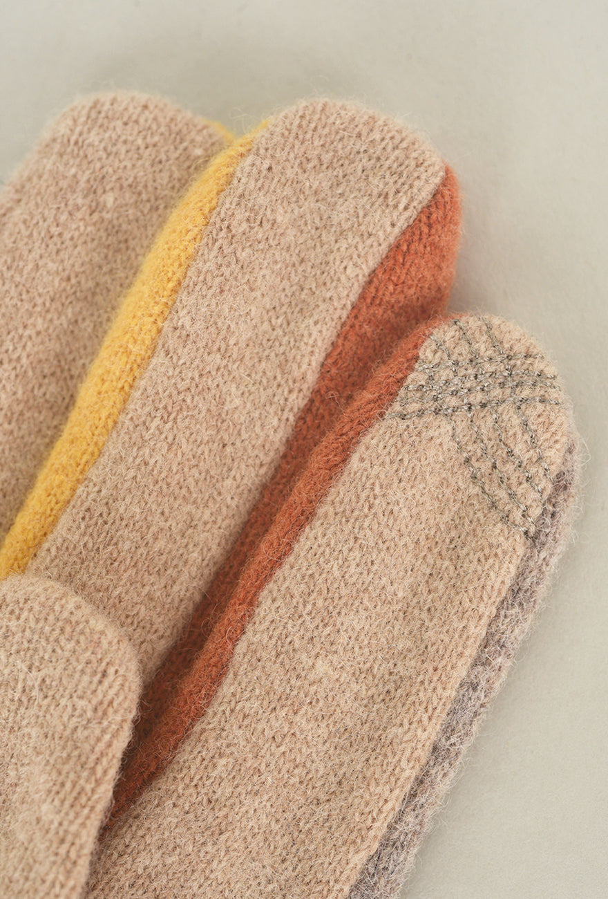 Santacana Madrid Bow Detail Knit Wool/Cashmere Glove, Vison