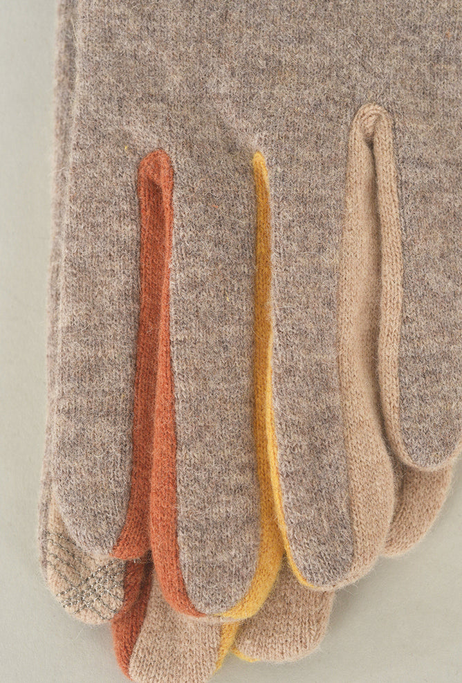Santacana Madrid Bow Detail Knit Wool/Cashmere Glove, Vison