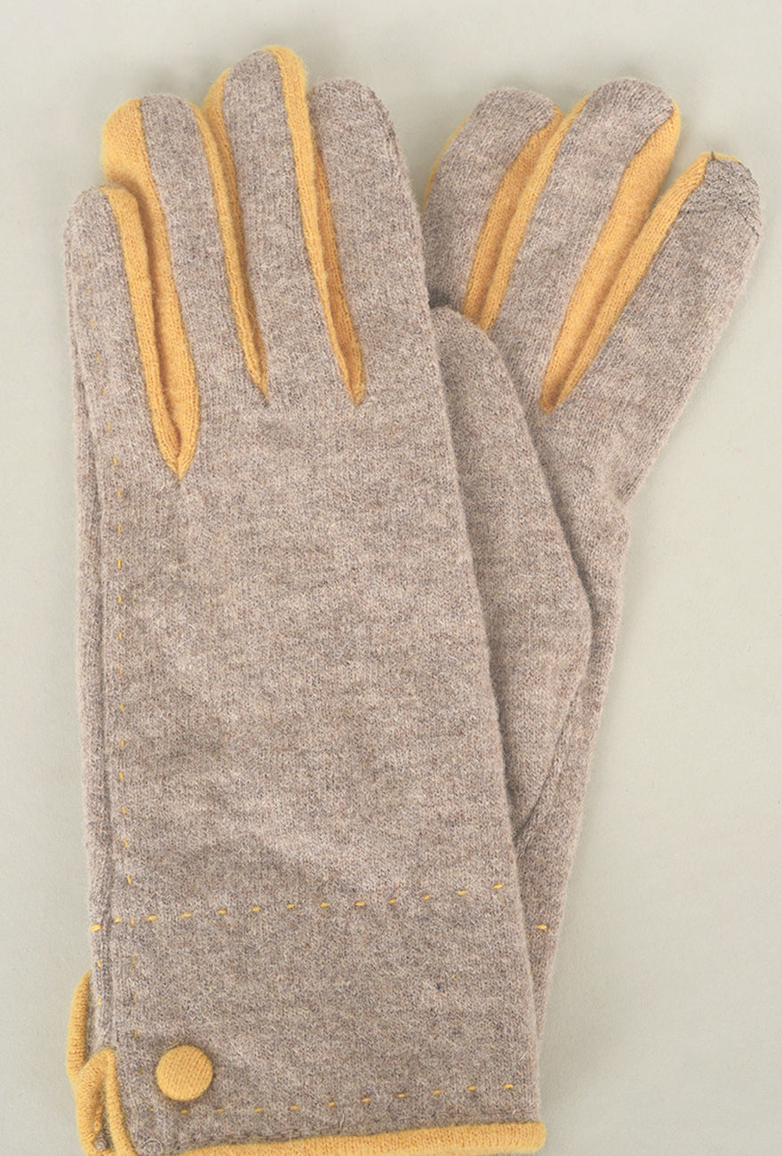 Santacana Madrid Bicolor Knit Wool/Cashmere Glove, Vison