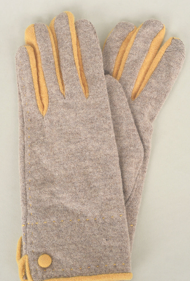 Santacana Madrid Bicolor Knit Wool/Cashmere Glove, Vison