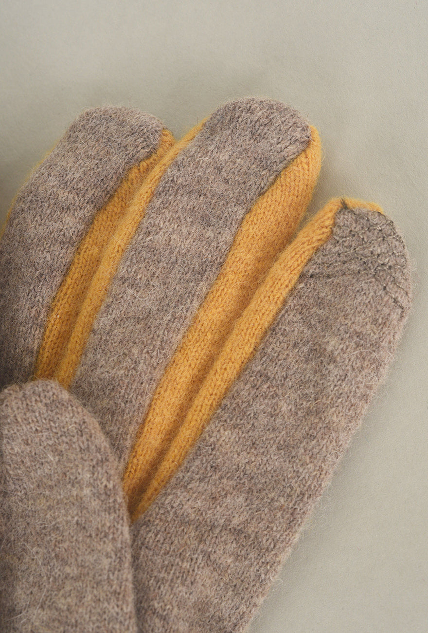 Santacana Madrid Bicolor Knit Wool/Cashmere Glove, Vison