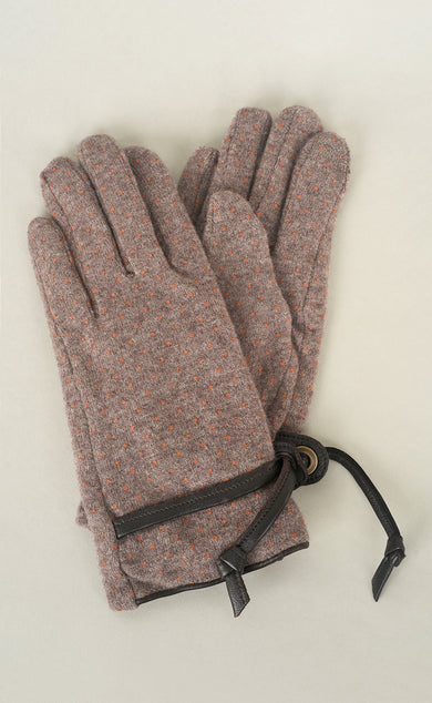 Santacana Madrid Pindot Wool Knit Gloves, Vison