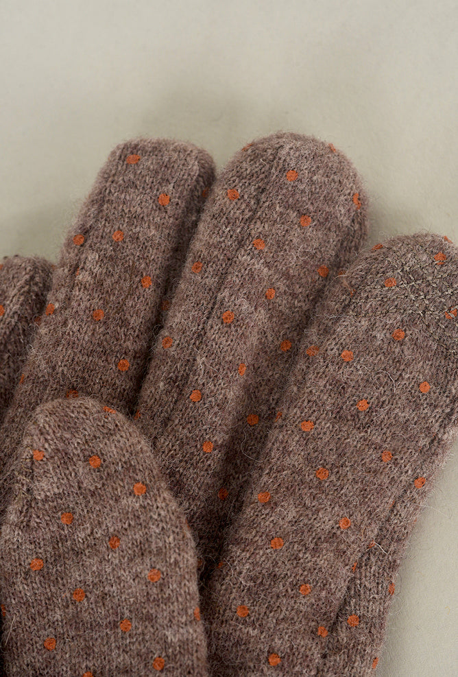 Santacana Madrid Pindot Wool Knit Gloves, Vison