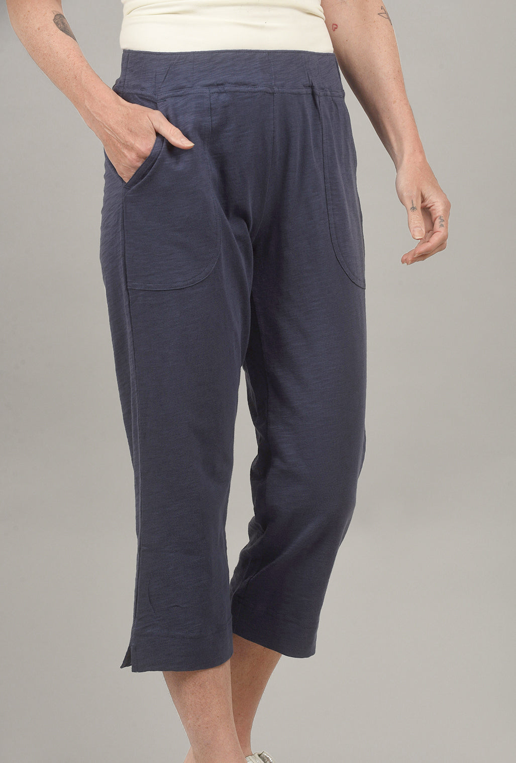Escape by Habitat Cotton Slub Pocket Capri, Navy