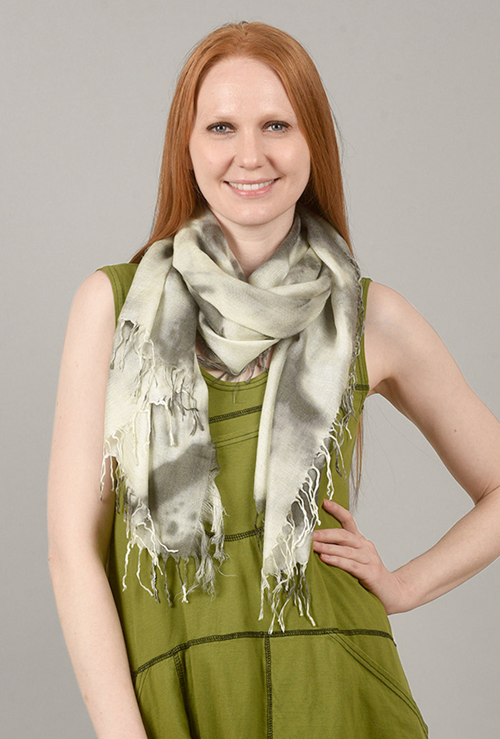 Blue Pacific Tissue Tie-Dye Scarf, Forest