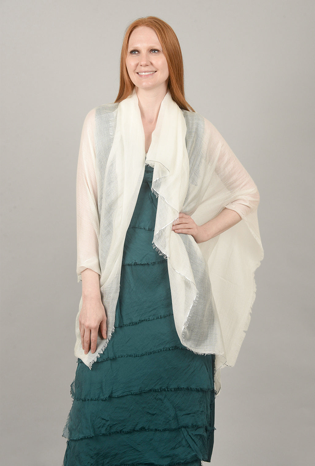 Blue Pacific Cashmere Blend Glitter Scarf, Champagne