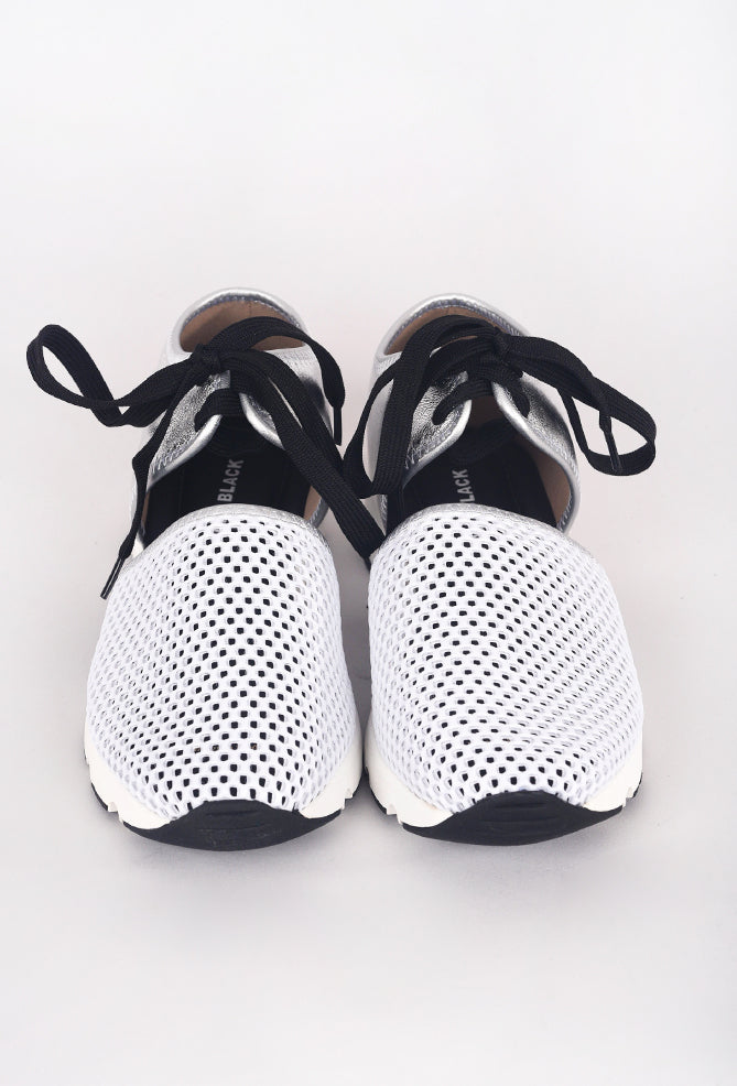 All Black Amazing Mesh Sneaker, White/Silver