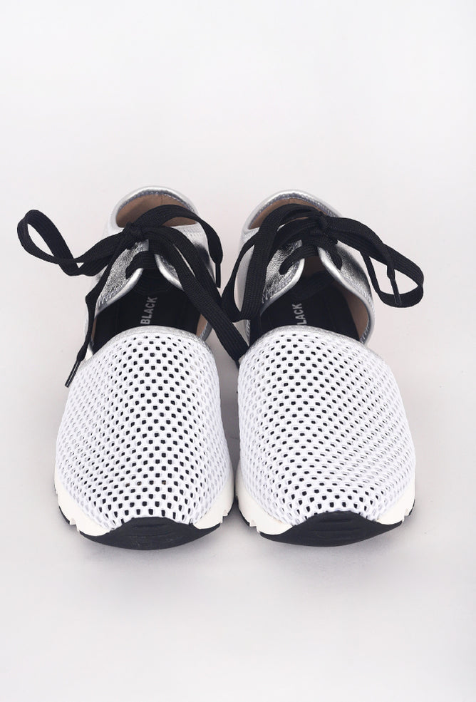 All Black Amazing Mesh Sneaker, White/Silver