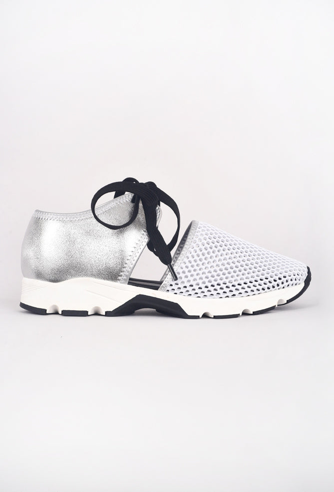 All Black Amazing Mesh Sneaker, White/Silver