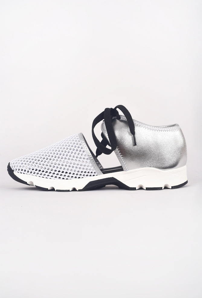 All Black Amazing Mesh Sneaker, White/Silver