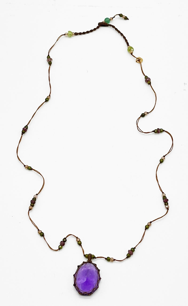 Sharing Bijoux Tibetan Gemstone Pendant, Amethyst