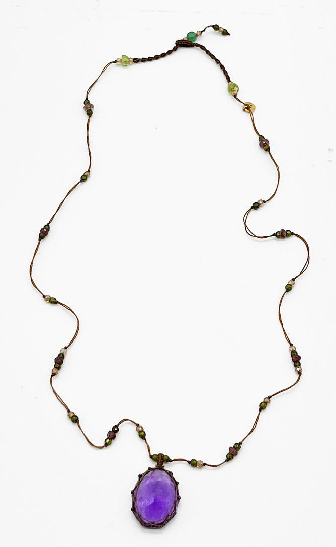 Sharing Bijoux Tibetan Gemstone Pendant, Amethyst