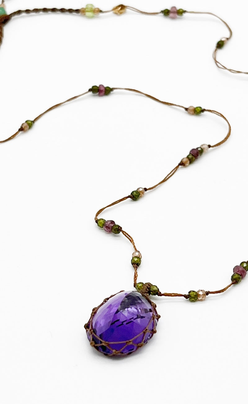 Sharing Bijoux Tibetan Gemstone Pendant, Amethyst